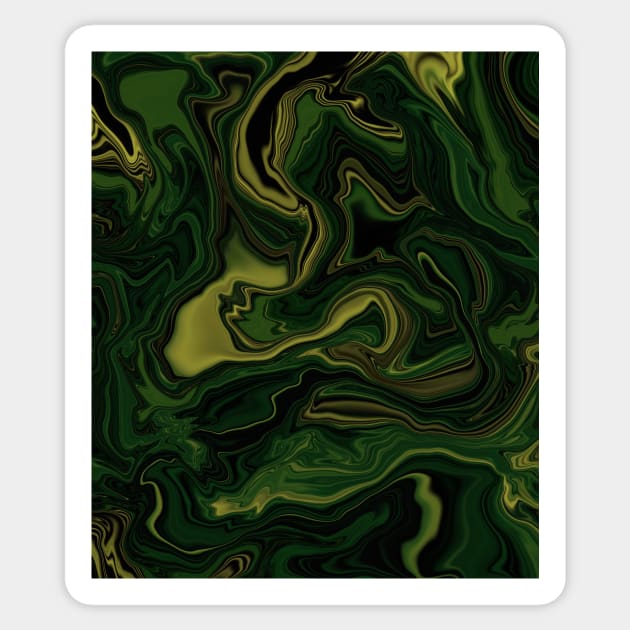 Green, black and gold marbled pattern Sticker by RebekahMahoney